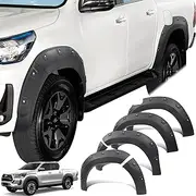 SUERAUTO4X4 Car Fender Flares for Toyota Hilux 2021-2025 N80 Facelift Accessories SR5 SR Workmate, Wheel Arches Protector Guard Wheel Brow Body Kit Rivet Bolt Style 30MM Extra Wide Matte Black
