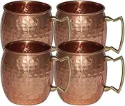 Aakrati Pure Copper Moscow Mule Mug Hammered Style Drinkware Set (0.6 Litre, Pack of 4)