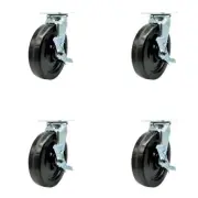 8 Inch Phenolic Caster Set with Ball Bearings and Brake/Swivel Lock SCC