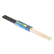 Wood Drumstick Anti Slip Handle Grips Drum Stick Wrap 5A Black 1 Pair 14.8mm