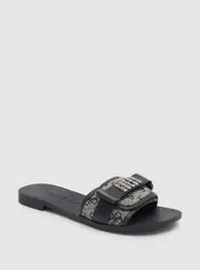 GUESS Women's Dark Blue Elyze Slide Sandals Size: 9