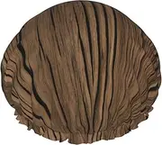 Wood Grain Print Shower Cap For Women Men Reusable Lightweight Soft Bath Hair Cap With Elastic Band