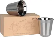 80ml Stainless Steel Espresso Cups Set - 2 Pack Double Wall 304 Stainless Steel Demitasse Cups 2.7oz by RECAPS