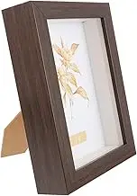 FUNOMOCYA Shadow Box Frame Display Case for Keepsakes Photos Dried Flowers Deep Walnut Color Design for Home Decor Present for Family Friends