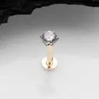 14 Karat Gold Prong Set Gem Top Threadless Push-In Flat Back Stud Labret
