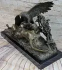 NUDE GIRL WITH BABY EAGLE HAWK BRONZE STATUE SCULPTURE ART DECO FIGURINE