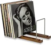 Optage Audio 75 LP Vinyl Record Storage Holder - Solid Walnut Wood for Albums, Built-in Now Playing, Use for Storage, Rack, Stand