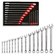 15-Piece SAE Combination Wrench Set, Chrome Vanadium Steel, Precision 12-Poin...