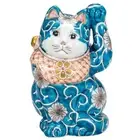 Maneki neko Kutani yaki porcelain Japanese Lucky cat Iro-e Arabesque Japan