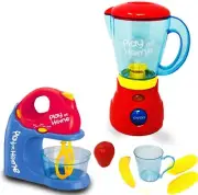 Kids 2in1 Mixer, Blender Kitchen Realistic Pretend Play Toy Mug Fruits Music Set