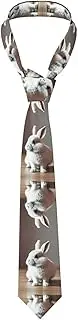 [YANYU] Cry White Rabbit Print Men Necktie Classic And Stylish Ties For Business Weddings And Special Occasions, Black