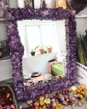 20"x24" Amethyst Wall Mirror Frame Handmade Natural Gemstone Mirror Crystal Deco