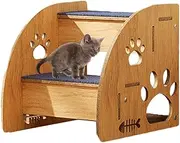 Wooden Dog Stairs - Indoor Pet Steps, High Bed Climbing Ladder | Multi-Level Pett Staircase Couches & Furniture with Limited Mobility, Non-Slip Wooden Pet Supplies, 11.8 .7 .7 Inch for Dogs Cats