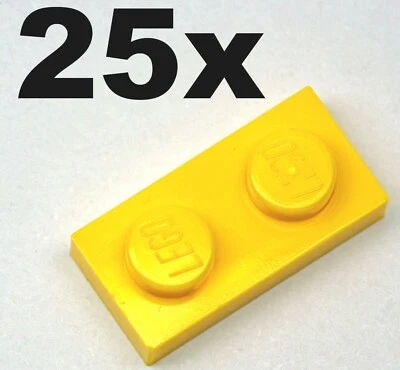 NEW LEGO - PLATES - 1 x 2 - Yellow plate x 25 - 1x2