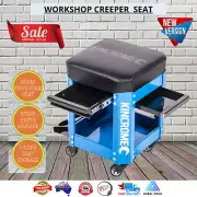 Kincrome Workshop Creeper Padded Foam Seat Stool 2 Drawers Tool Storage Blue