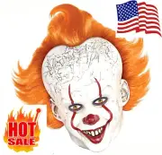 Pennywise Clown Mask Horror Stephen King's It 2 Halloween Full Face Mask Cosplay