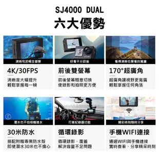 (送64G卡)FLYone SJCAM SJ4000 Dual 4K雙螢幕 WIFI 運動攝影機 (5.6折)