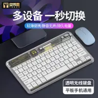在飛比找樂天市場購物網優惠-藍芽鍵盤 益博思透明無線ipad藍芽鍵盤便攜平板電腦辦公適用