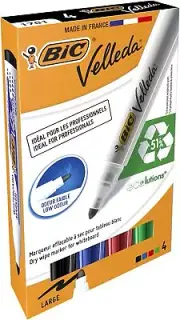 Bic TS-140038 Velleda 1701 Dry Wipe Bullet Tip Whiteboard Marker Pen, Pack of 4