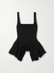 [MARQUES' ALMEIDA] MARQUES' ALMEIDA - Frayed Ruffled Denim Top - Black - UK 14 UK 14 Black