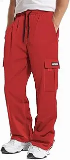 [GYMBULLFIGHT] Men's Cargo Sweatpants Loose Fit Pants Joggers for Men with Pockets, Open Bottom Drawstring
