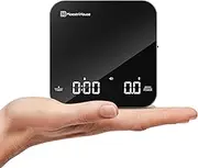 Rechargeable Mini Coffee Scale with Timer, Maestri House Espresso Scale, 2kg/0.1g Accurate Scale for Espresso and Pour-Over Coffee, Portable Digital Kitchen Scale with Automatic Timing（Black&Sliver）