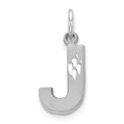 14K White Gold 14Kw Satin Diamond-Cut Letter J Initial Charm