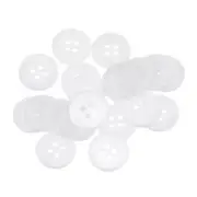 20pcs Sewing Buttons 5/8" Resin Round Flat 4-Hole Craft Buttons, White