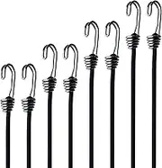 YELIER Bungee Cords with Hooks - 6mm Heavy Duty Elastic Cords, 8-Piece Set - Black, White, & Multi-Color Options for Outdoor, Camping, and Storage (Black, 6mm 8piece Set)