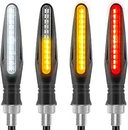 Kinstecks 4PCS Motorcycle Indicators Flowing Turn Signal Lights Motorbike Turning Indicators Daytime Running Lights Brake Lights 12V for Motorcycle Motorbike