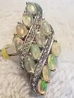 Opal Sterling Silver Ring - Size 10