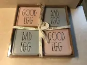 Rae Dunn Happy Easter Coasters Set Of 4 Good Egg Bad Egg Blue Pink New