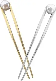 Ipetboom 2pcs Hairpin U-shaped Hairpin Hair Chopsticks for Women Gold Headpiece Hair Gems for Women Hair Bun Sticks Hair Sticks Bun Hair Fork Hair Forks Pearl China Women's Alloy