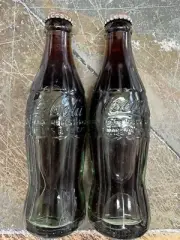 2 Vintage 6 oz Classic Coca Cola Coke Bottles Knoxville & Montgomery