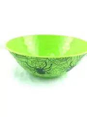 Green Spider Web Halloween Bowl tableware decor NWT melamine