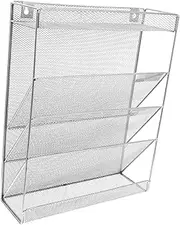 HOODANCOS 1 Set File Rack Storage Box Magazine Rack Office Supplies Wall Organizer Hanging Metal Wall File Vertical Wall File Hanging Wall File Holder for Fridge File Holders Silver Iron