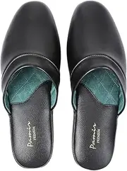 [PAMIR] Men's Genuine Leather Scuff Slippers with Memory Foam Insole and Leather Outsole