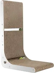 MEILyfe Cardboard Cat Scratcher, Vertical Cat Scratching Board, 23.6 Inch L-Shape Cat Scratch Pads with Built-in Catnip Toy Balls, Wall-Mount Cat Scratchers for Indoor Cats