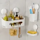 LEVERLOC Shower Caddy Suction Cup Set Shower Organizer & Soap Holder & Toothbrus