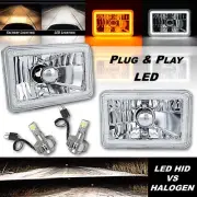 4x6" Switchback White Halo DRL / Amber Turn Signal LED Headlight Lamp Bulb Pair (for: Chrysler)