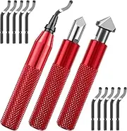 Deburring Tool Kit with Countersink Hand Reamers and 10 Extra Blades Sturdy Burr Removal Tool Durable Burr Edges Removing Hand Tool for Brass Steel Aluminum Wood(gules)