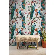 Peacock Removable wallpaper blue and red wall mural wall art