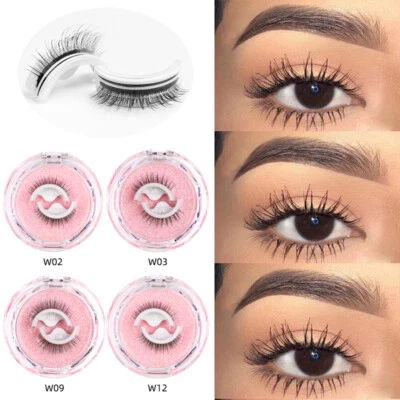 Self-adhesive 3D Fake Eyelashes Faux Mink Lashes Extension Glue Free Strip New