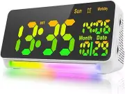 Super Loud] Alarm Clocks for Bedrooms, 15 Wake Up Sounds, 7 Color Night Light