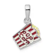Sterling Silver De-Ani Rhodium-Plated 3D Enameled Bag Of Popcorn Pendant
