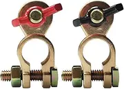 Brass Car Battery Clip Connector - Universal Battery Terminal Connector with Wing Nut, Regular Car Battery Cable Connector, 1 Pair (2PCS)