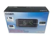 NEW Coby Black Electric Large Loud Alarm Clock. With AM/FM Radio + iPod Charger
