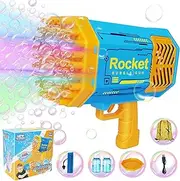 Bubble Machine Bubble Gun 69 Holes with Colorful Lights Rocket Boom Bubble Gun Blower for Adults Kids Toddlers Rocket Launcher Bubble Machine Toys for Outdoor Birthday Wedding Party Gift (Blue)