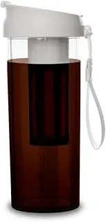 watchget Cold Brew Coffee Maker Travel Tumbler with Soft Silicone Handle Portable Iced Coffee & Tea Infuser with Airtight Lid Cold Brew Travel Cup 17oz/500ml White