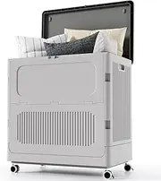 [HAIXIN] Plastic Collapsible 157 QT Deck Box with Wheels, Lidded Outdoor Storage Box for Patio Cushions, Tools, Parcel Delivery, Toys, Lockable Organization and Storage, UV Resistant(Dark Grey)